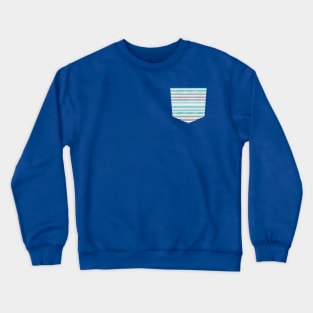 Pocket - MARKER STRIPES BLUE TURQUOISE Crewneck Sweatshirt